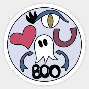 Cute Eye Love You Boo Cartoon Text Art Sticker